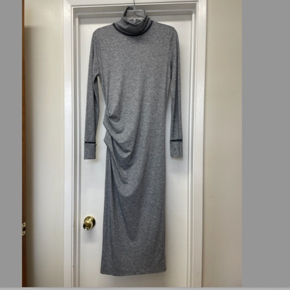 Athleta Industry Turtleneck Dress Heathered Gray Midi Maxi EUC - Picture 2 of 12